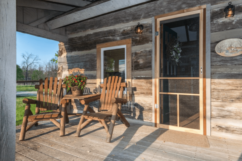 Bean Blossom Village Log Cabin Has The Perfect Patio To Sit and Watch