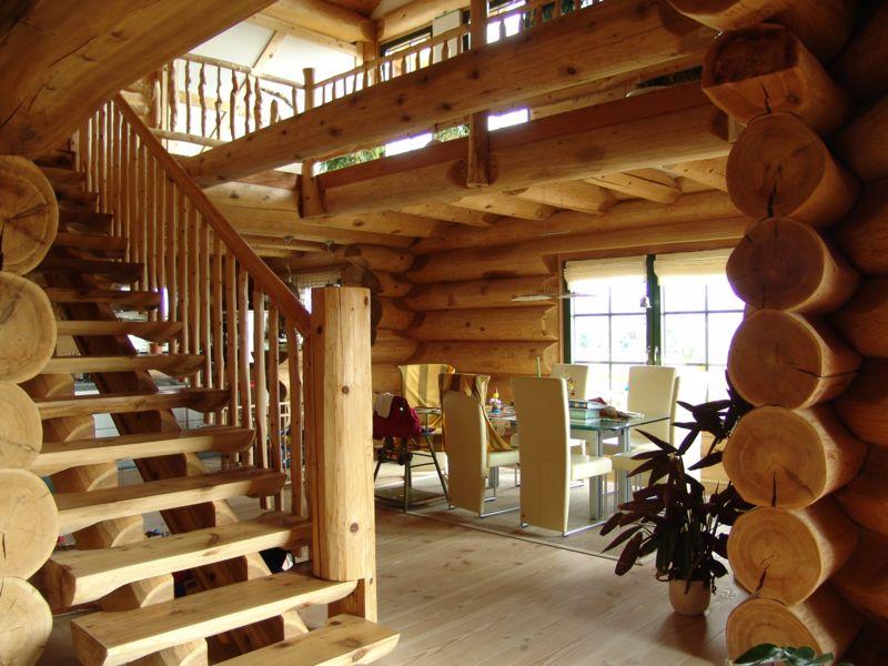 Classic Log House Design With Upper and Lower Patio
