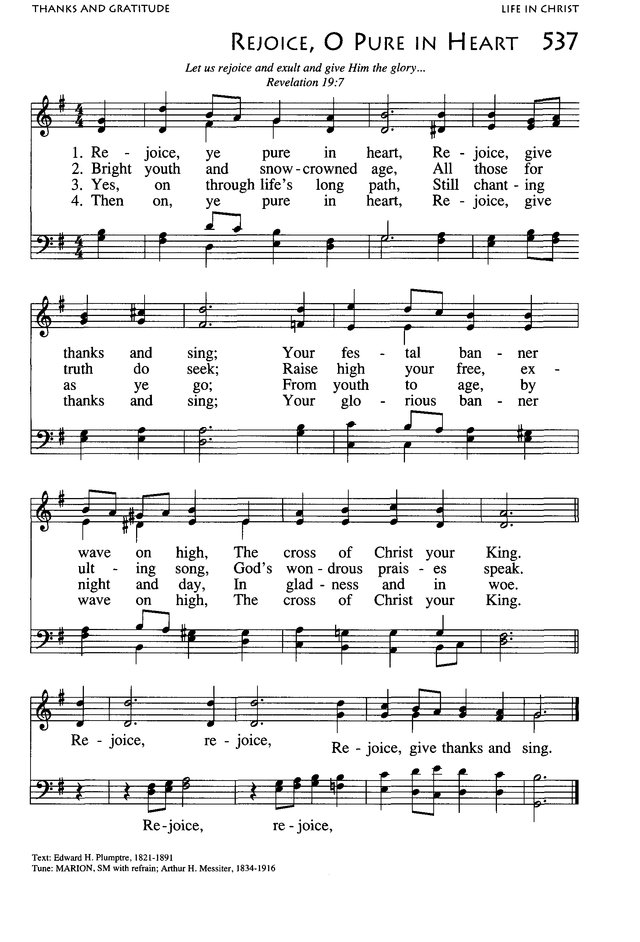 African American Heritage Hymnal 537. Rejoice, ye pure in heart