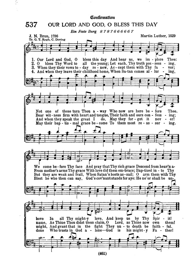 American Lutheran Hymnal 537. Our Lord and God, O bless this day