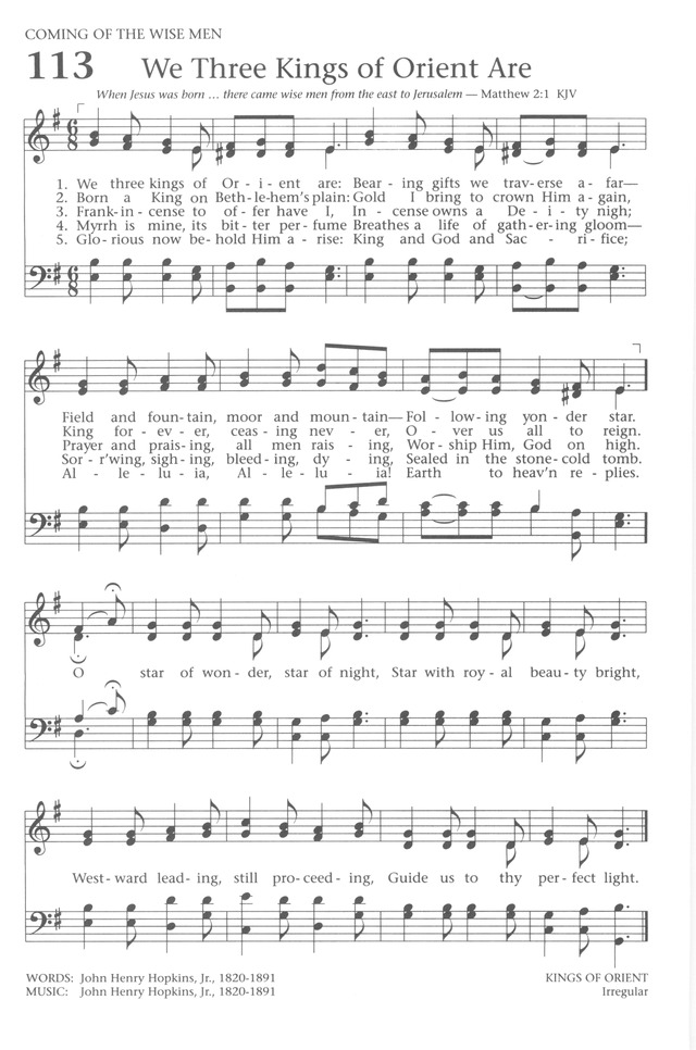 Baptist Hymnal 1991 113. We three kings of Orient are