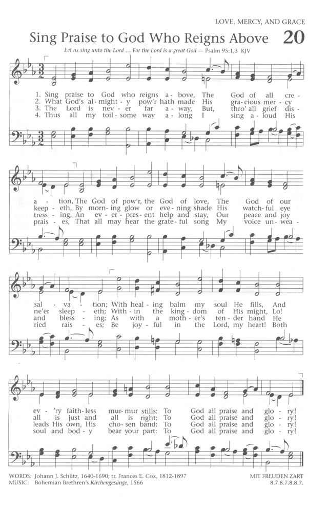 Baptist Hymnal 1991 20. Sing praise to God who reigns above