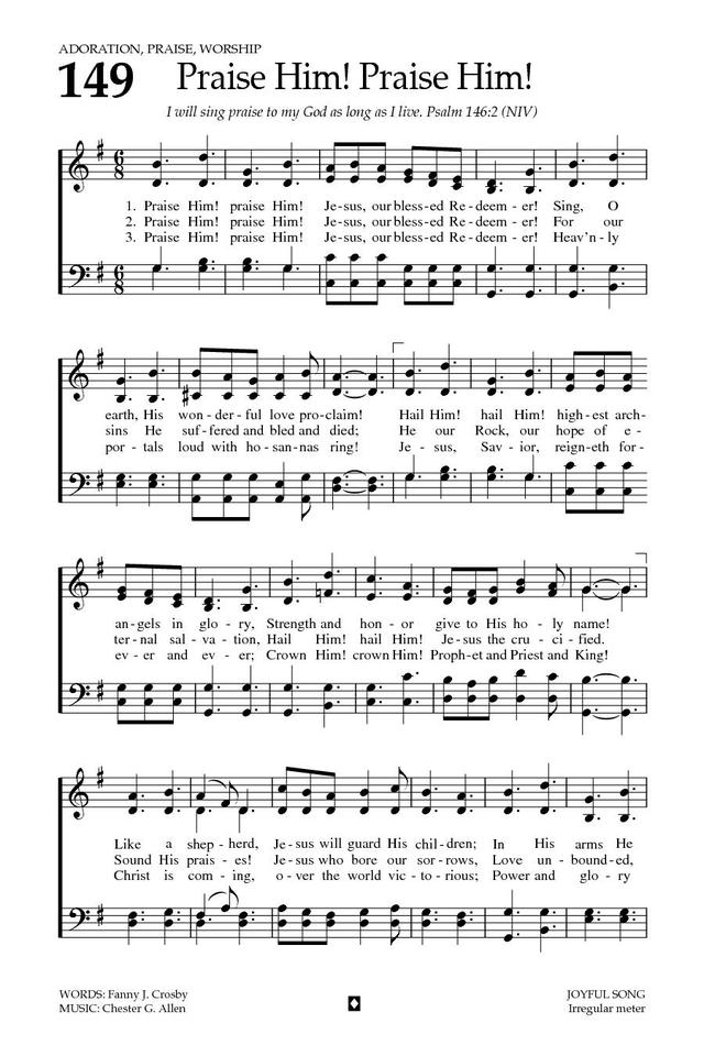 Baptist Hymnal 2008 149. Praise Him! praise Him! Jesus, our blessed