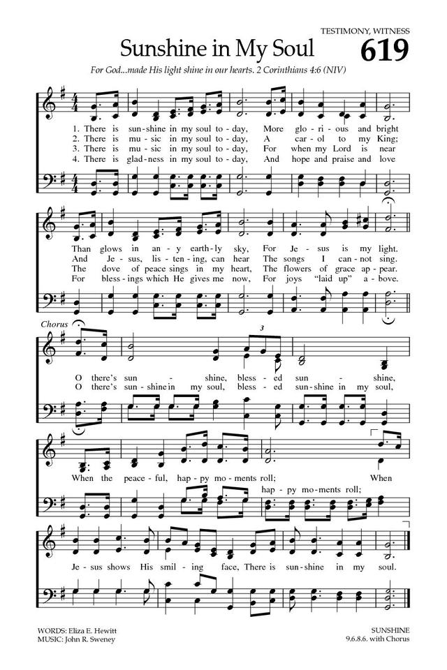 Baptist Hymnal 2008 619. There is sunshine in my soul today