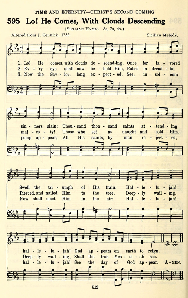 The Baptist Standard Hymnal with responsive readings a new book for all services 595. Lo! he