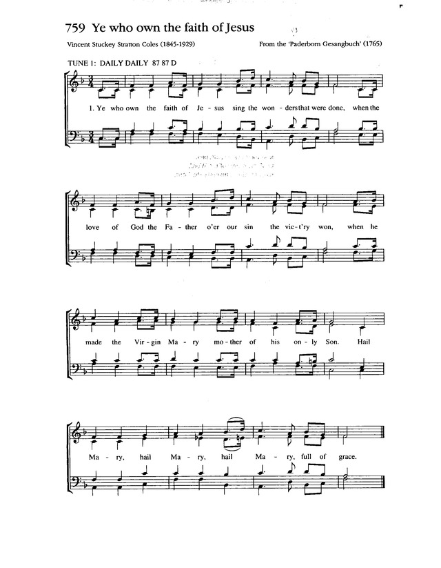 Complete Anglican Hymns Old and New 759a. Ye who own the faith of Jesus