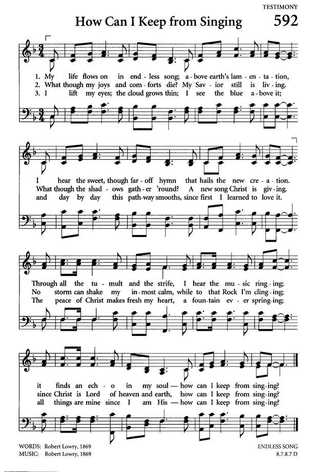 Celebrating Grace Hymnal 592. My life flows on in endless song