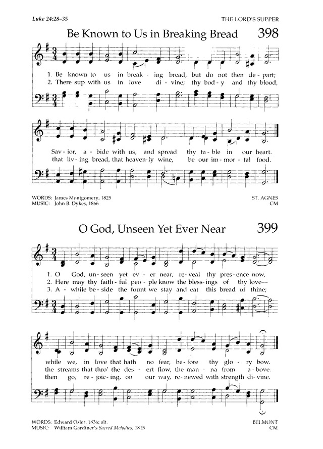 Chalice Hymnal 398. Be known to us in breaking bread