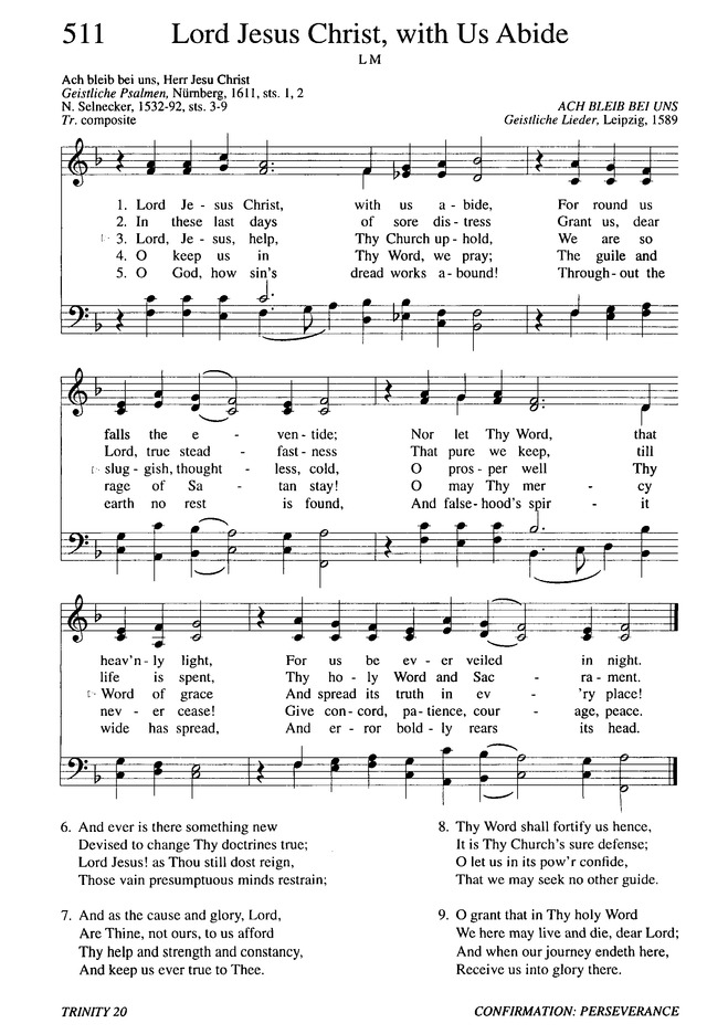 Evangelical Lutheran Hymnary 511. Lord Jesus Christ, with us abide