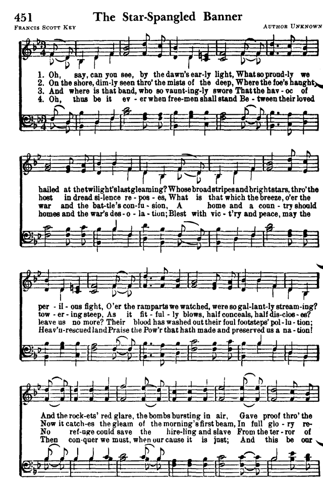 Favorite Hymns of Praise 451. Oh, say, can you see, by the dawn's early
