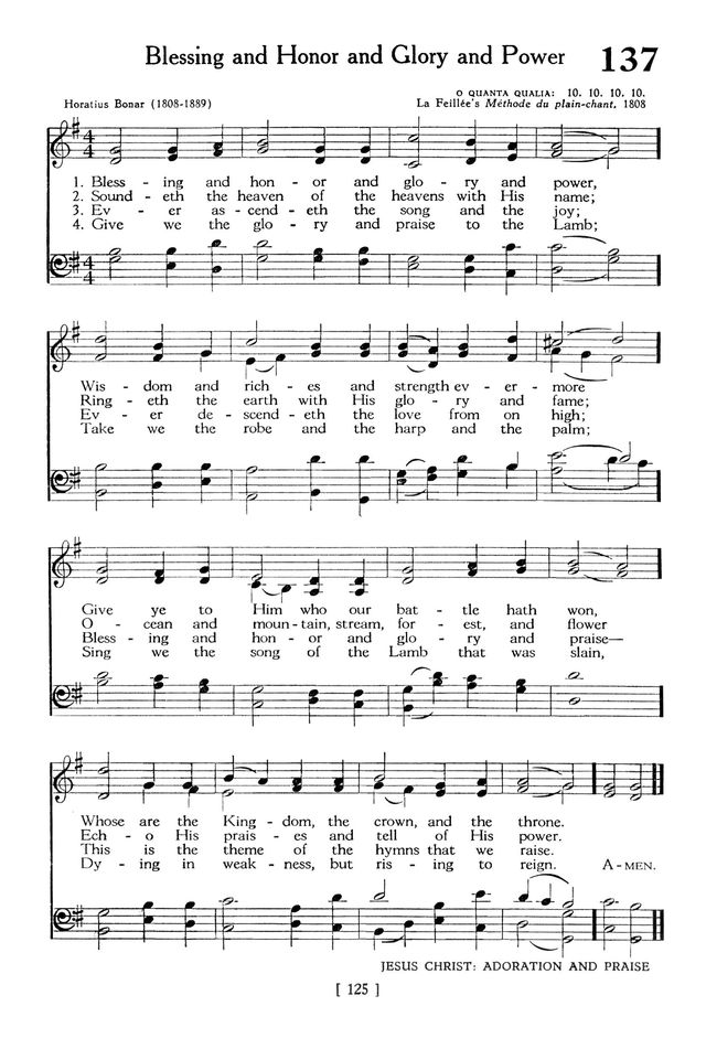 The Hymnbook 137. Blessing and honor and glory and power