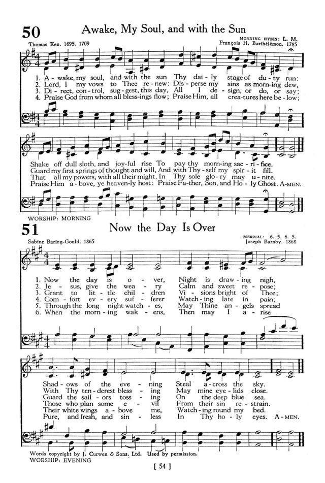 The Hymnbook 51. Now the day is over