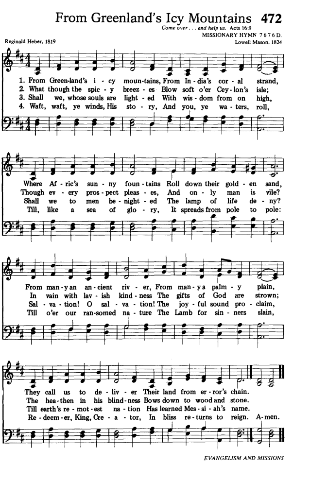 From Greenland's Icy Mountains Printable Vintage Hymn | Etsy Hymns For The Living Church 472. From Greenland's Icy Mountains | Hymnary.org