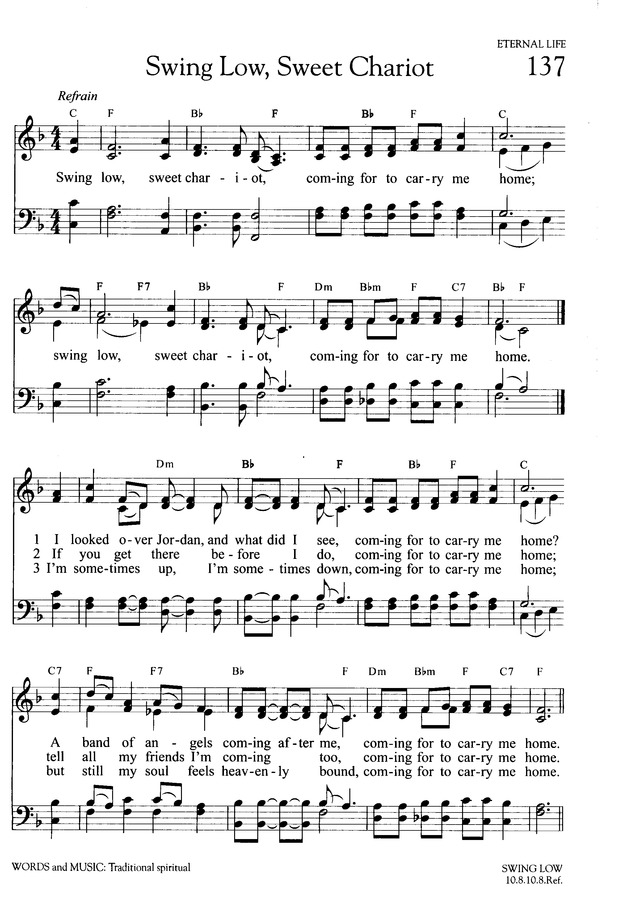 Swing Low Sweet Chariot Chords Piano Sheet and Chords Collection