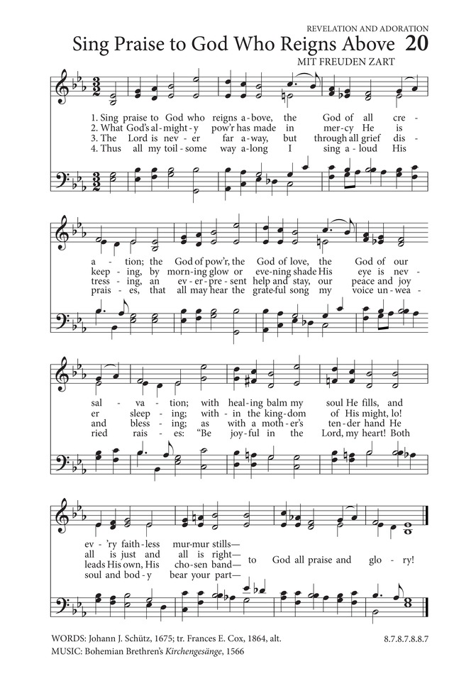 Sing Praise to God Who Reigns Above