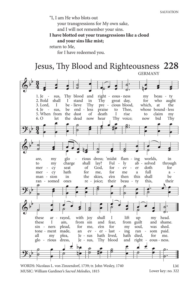 Hymns to the Living God 228. Jesus, Thy blood and righteousness