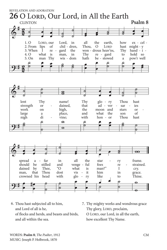 Hymns to the Living God 26. O LORD, our Lord, in all the earth