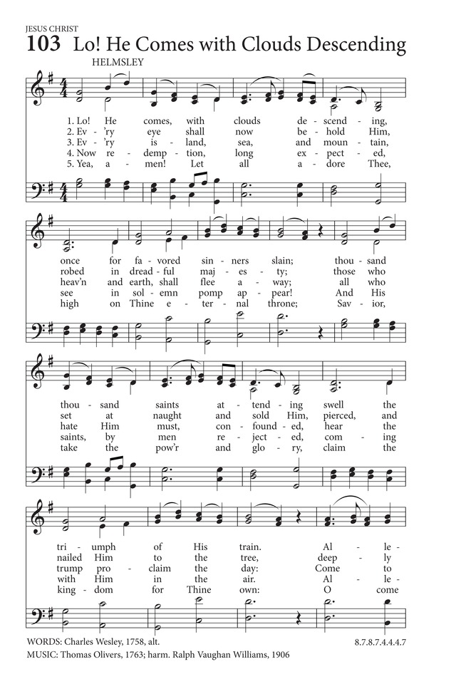 Hymns to the Living God 103. Lo! He comes, with clouds descending