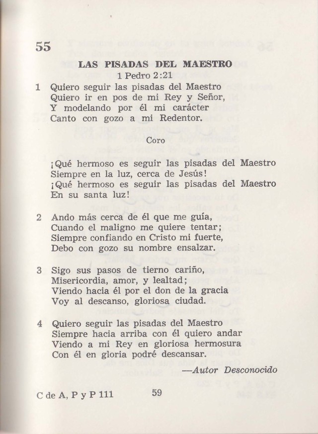 Himnos de Gloria Edicion Segunda 55. Quiero seguir las pisadas del