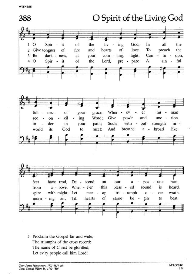 Lutheran Book of Worship 388. O Spirit of the living God