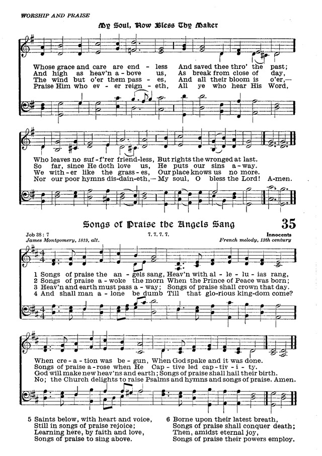 The Lutheran Hymnal 35. Songs of praise the angels sang
