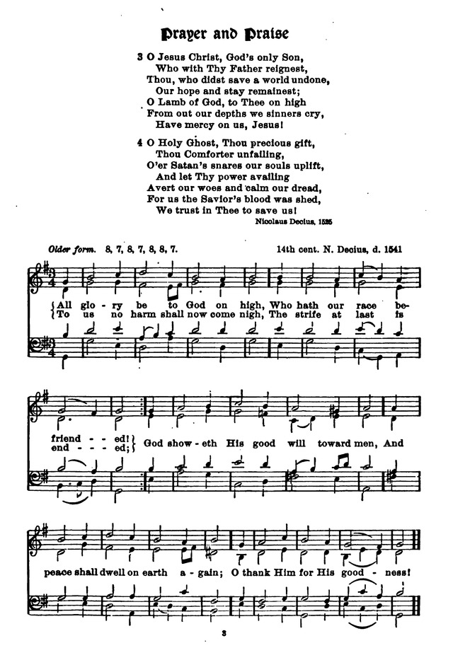 The Lutheran Hymnary 2. All glory be to God on high