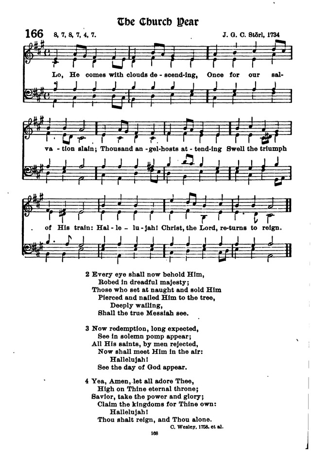 The Lutheran Hymnary 166. Lo, He comes with clouds descending