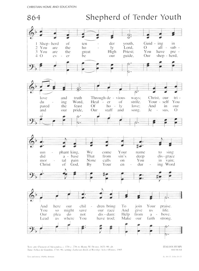 Lutheran Service Book 864. Shepherd of tender youth