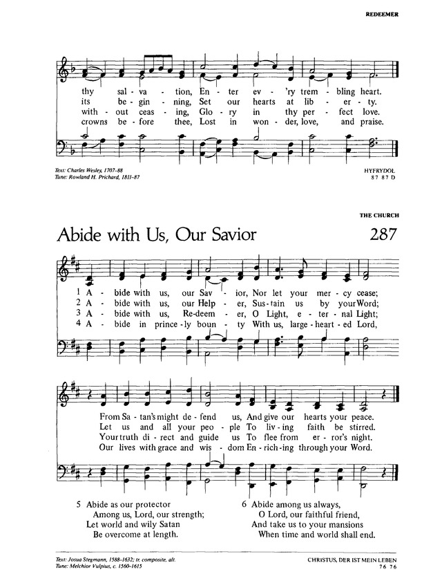 Lutheran Worship 287. Abide with us, our Savior