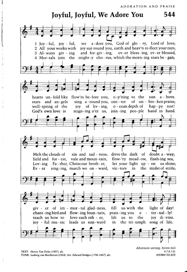 Moravian Book of Worship 544. Joyful, joyful, we adore you