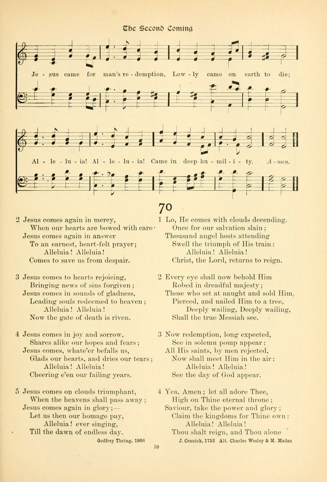 Praise Songs a Collection of Hymns and Tunes 70. Lo, He comes with clouds descending