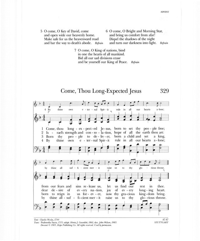 Psalter Hymnal (Gray) 329. Come, thou longexpected Jesus