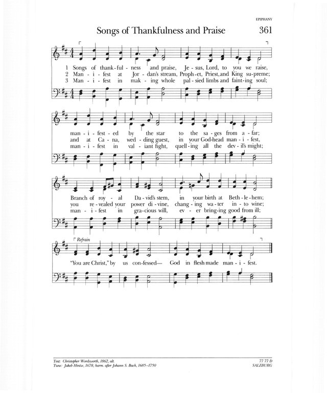 Psalter Hymnal (Gray) 361. Songs of thankfulness and praise
