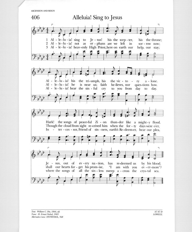 Psalter Hymnal (Gray) 406. Alleluia! Sing to Jesus