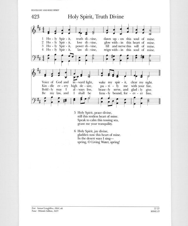 Psalter Hymnal (Gray) 423. Holy Spirit, truth divine