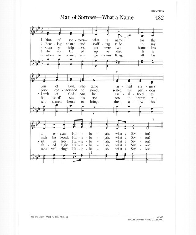 Psalter Hymnal (Gray) 482. Man of sorrowswhat a name