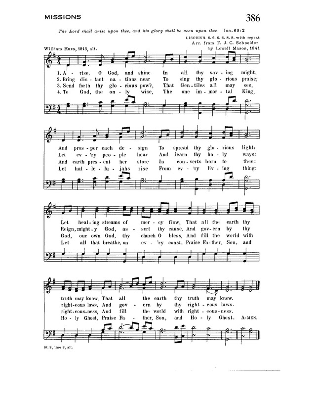 Trinity Hymnal 386. Arise, O God, and shine