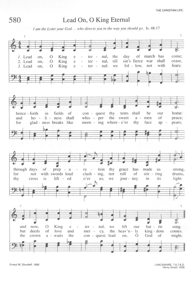 Trinity Hymnal (Rev. ed.) 580. Lead on, O King eternal