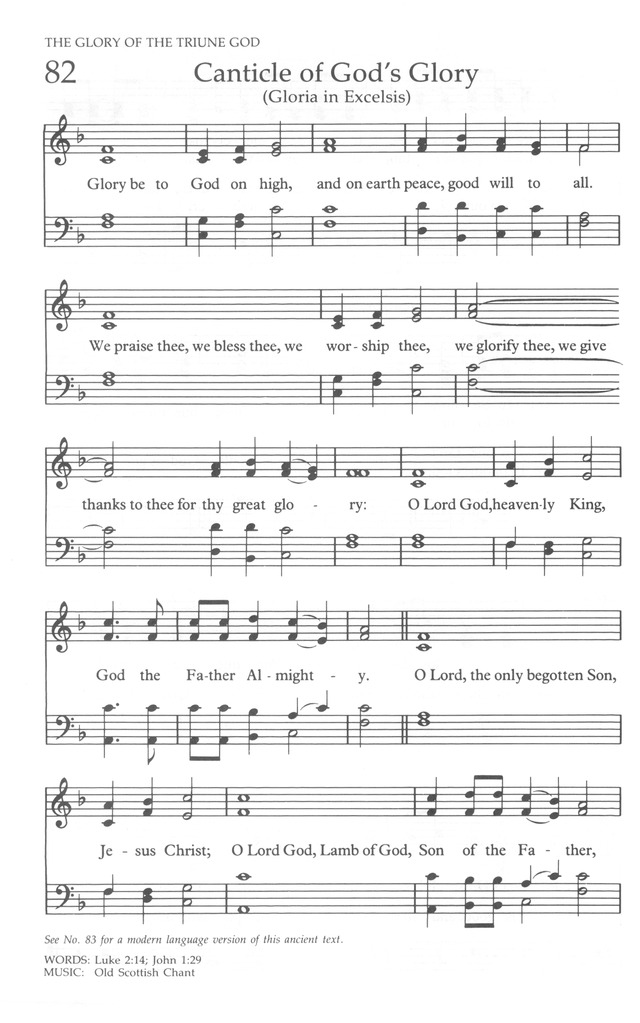 The United Methodist Hymnal 82. Glory be to God on high