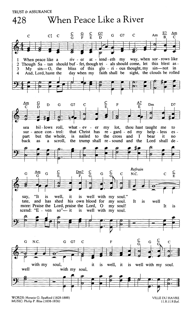 Worship and Rejoice 428. When peace like a river attendeth my way