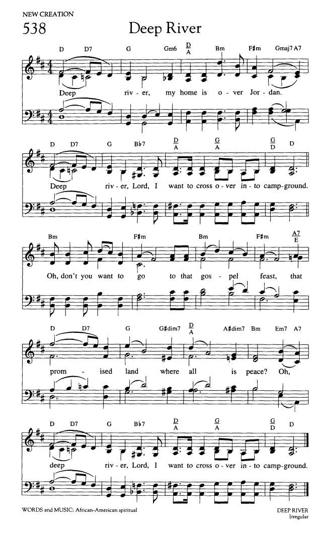 Worship and Rejoice 538. Deep river, my home is over Jordan