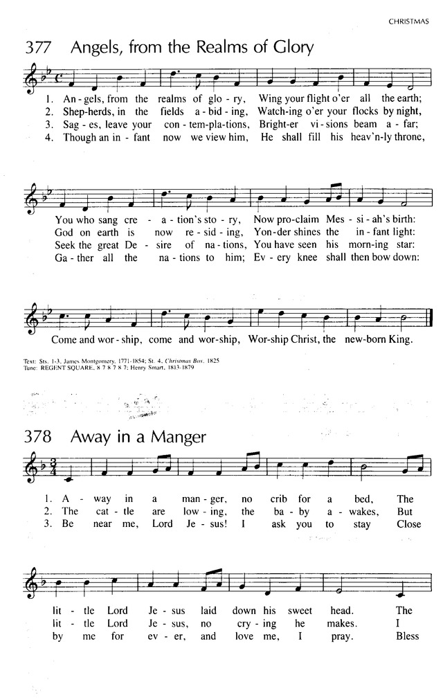 Worship (3rd ed.) 378. Away in a manger, no crib for a bed