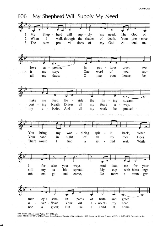 Worship (3rd ed.) 606. My Shepherd will supply my need | Hymnary.org