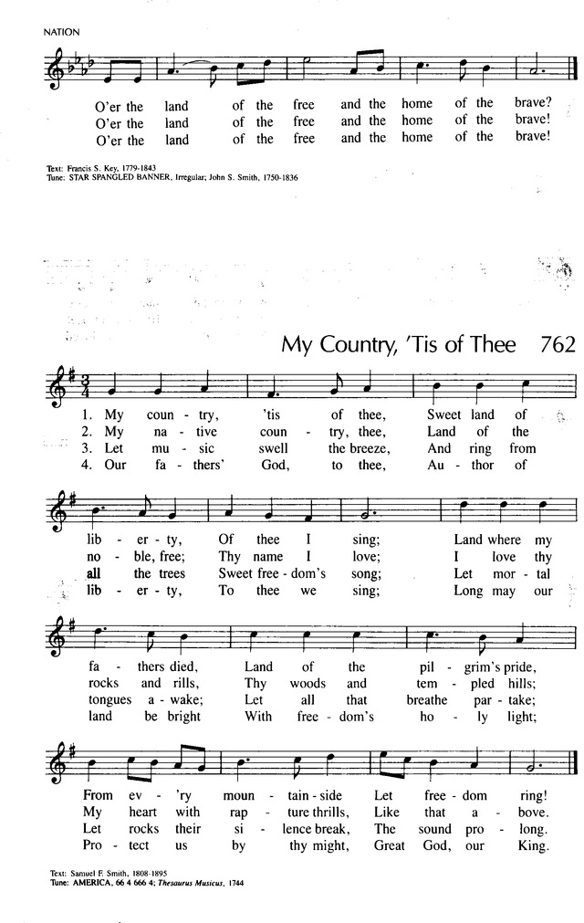 Worship (3rd ed.) 761. O say can you see by the dawn's early light