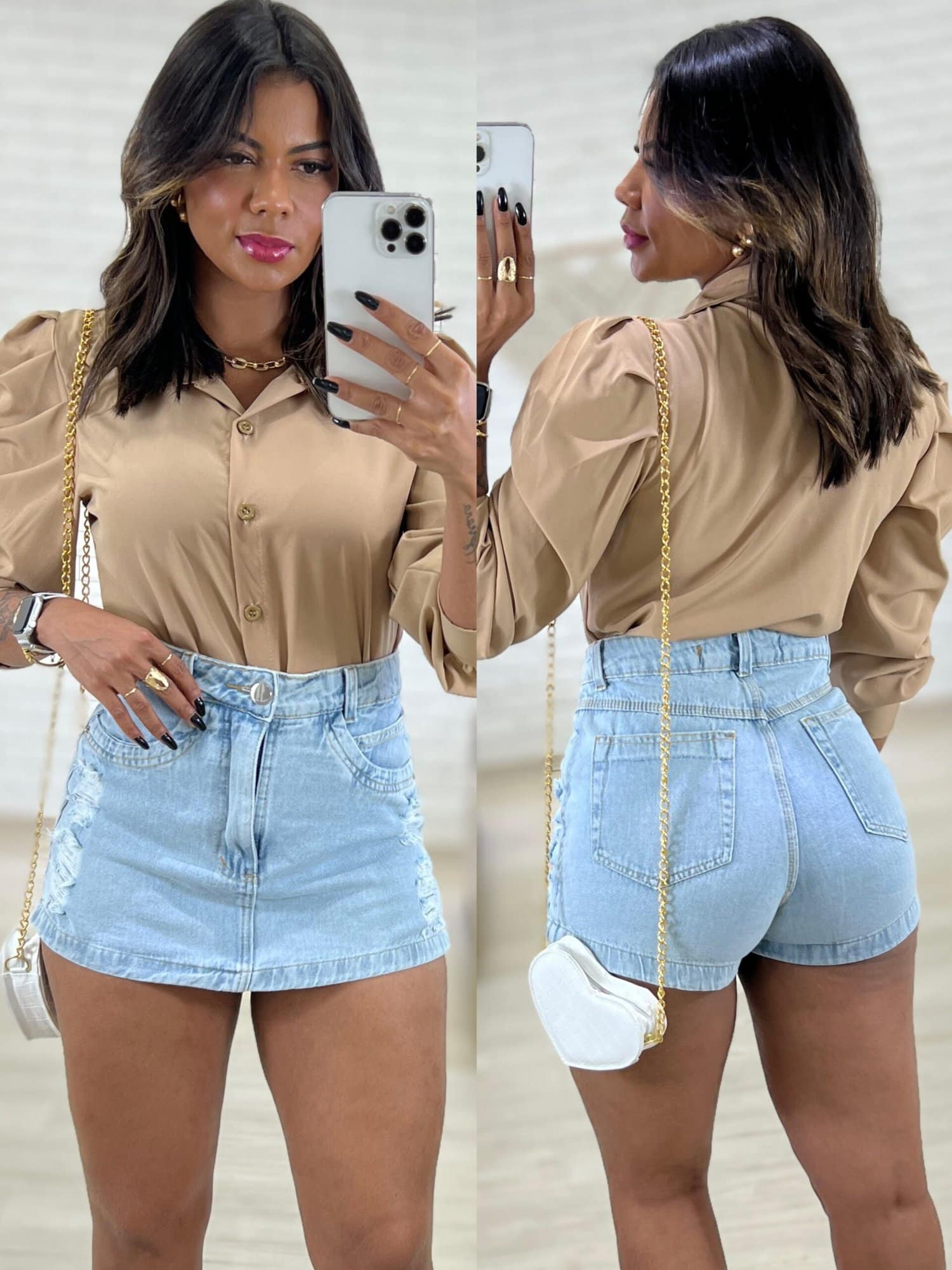 Camisa manga princesa (nude) - Hyorrana