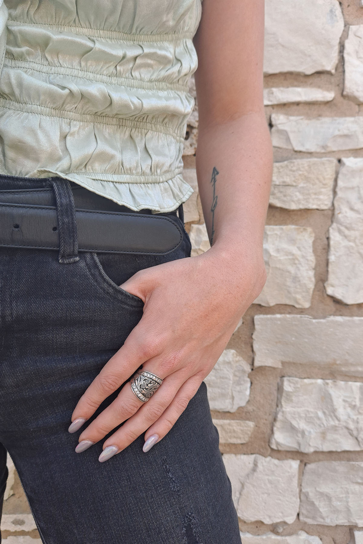 Sterling Silver Crystal Statement Ring Hyo Silver