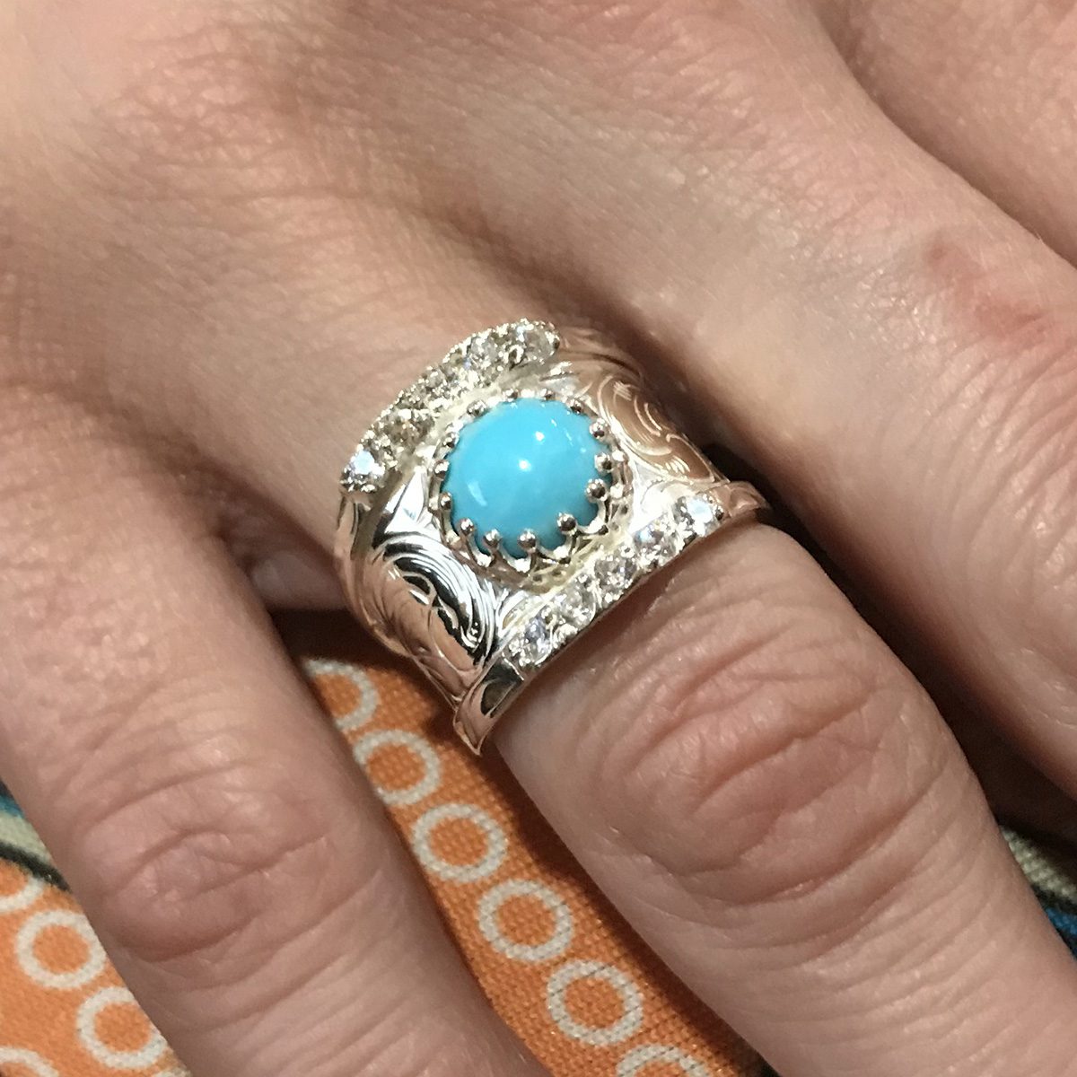 Sterling Silver Turquoise Stone Queen Ring Hyo Silver