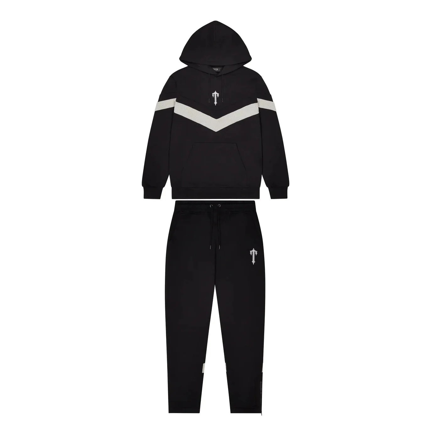 Trapstar VStripe Hoodie Tracksuit Black/Grey Hype Locker UK