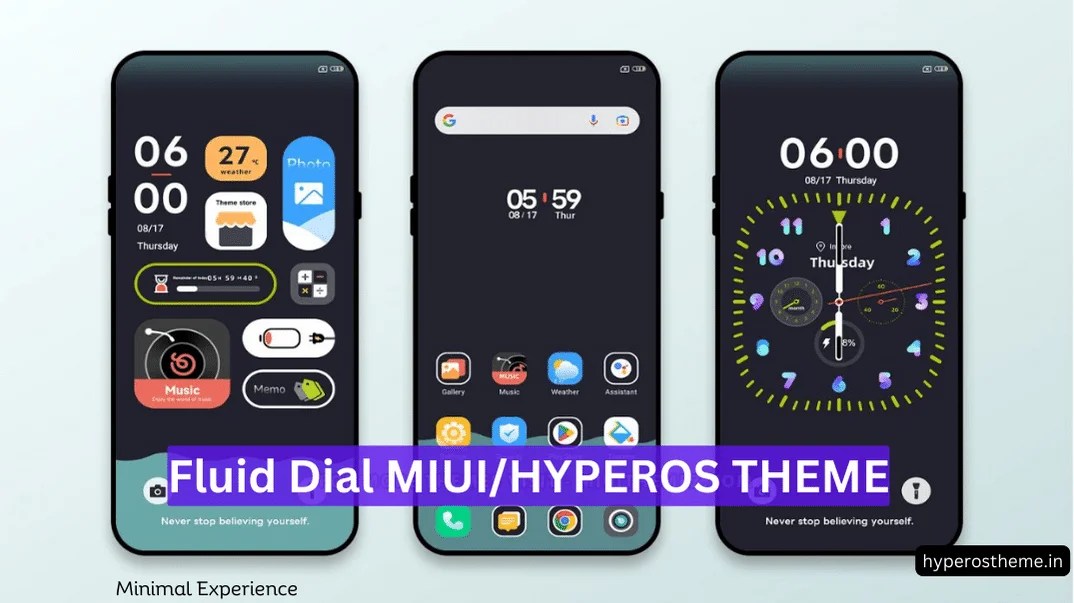 Fluid Dial Clock HyperOS Theme for Xiaomi Phones with Beautiful