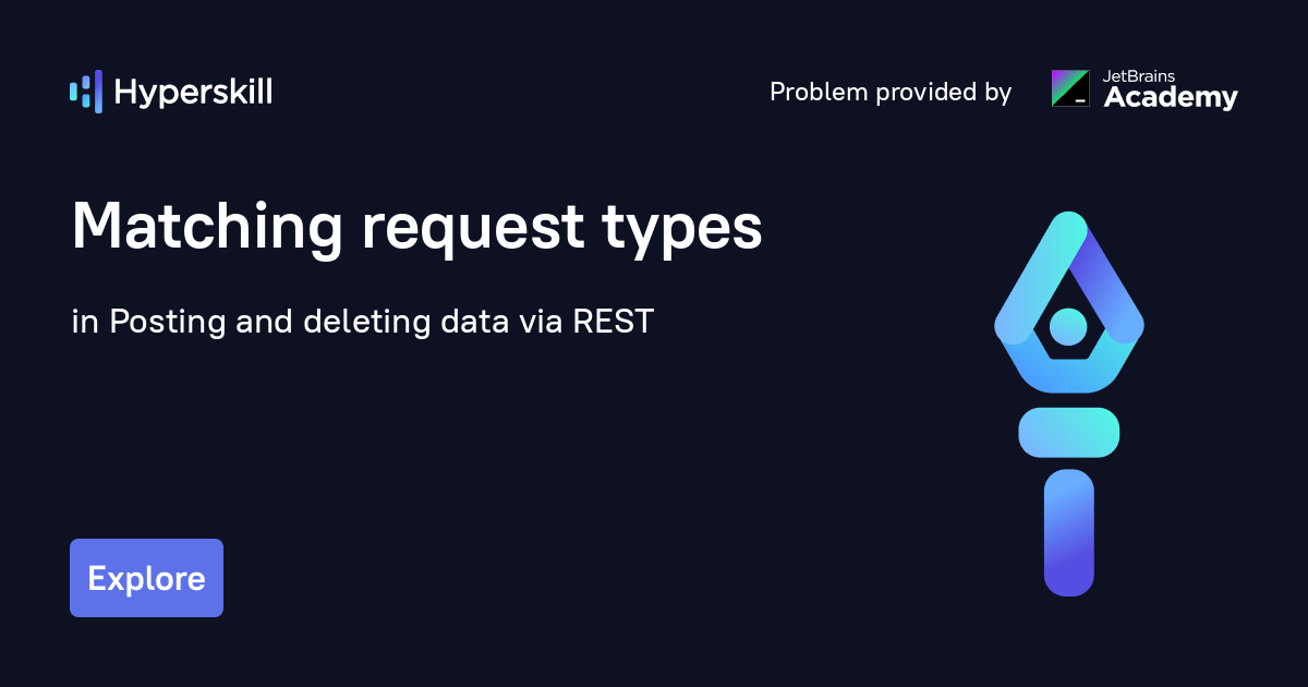 Matching request types · Posting and deleting data via REST · Hyperskill